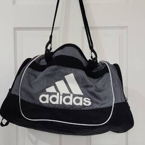 Adidas Men's Black and Gray Duffel Bag